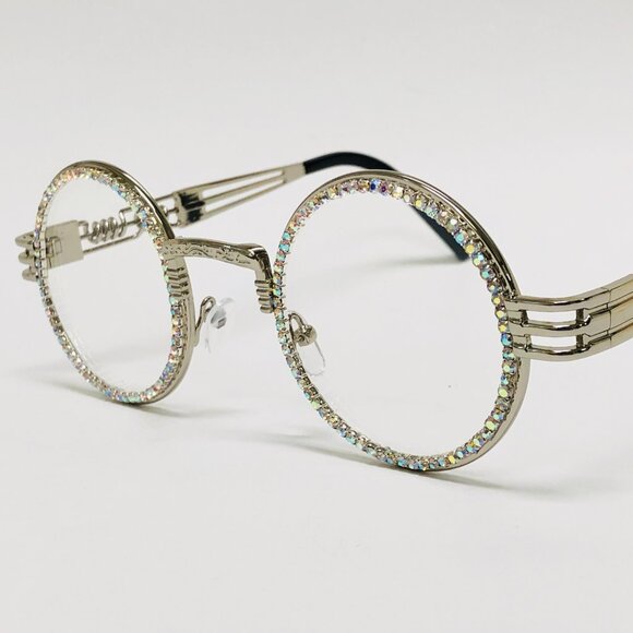 Men Women Sunglasses Silver‎ Clear Lens Fashion Hip Hop New Style Rhine Stone - Picture 4 of 6